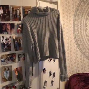 Cropped mock-neck sweater